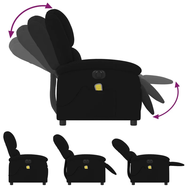 Fauteuil de relaxation fonction massage et inclinable 6 points de massage en velours noir DEC027827