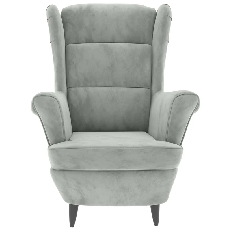 Fauteuil relax avec rebords latérals et repose-pieds en velours gris clair DEC028692