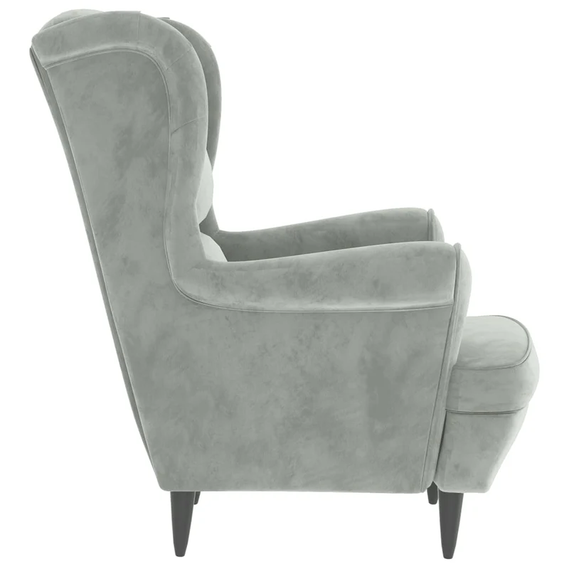 Fauteuil relax avec rebords latérals et repose-pieds en velours gris clair DEC028692