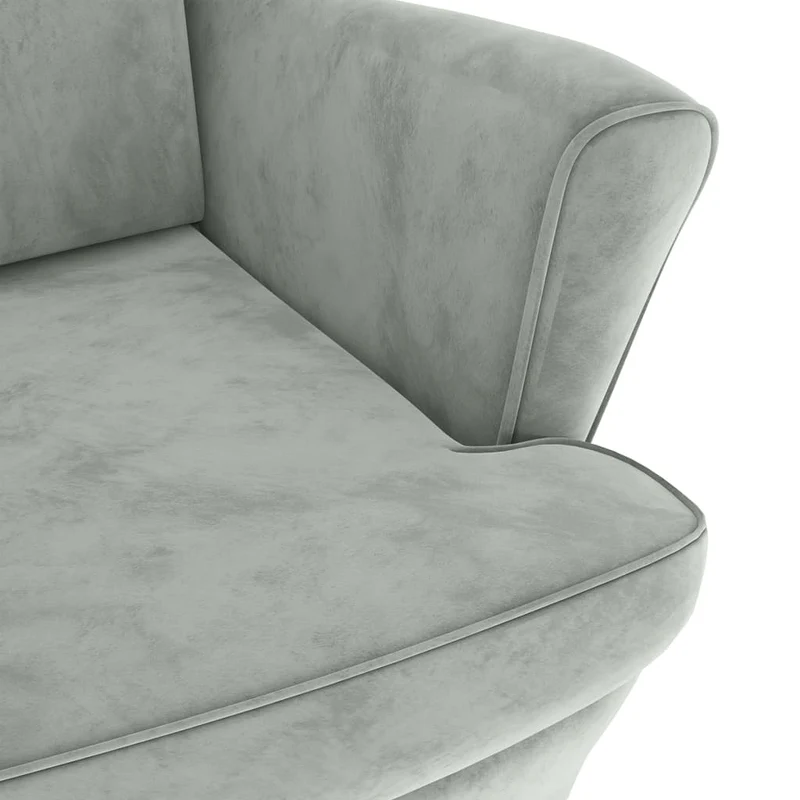 Fauteuil relax avec rebords latérals et repose-pieds en velours gris clair DEC028692