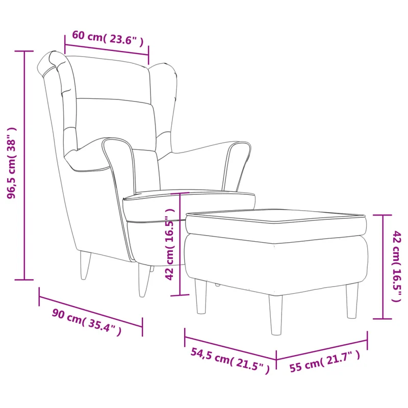 Fauteuil relax avec rebords latérals et repose-pieds en velours gris clair DEC028692