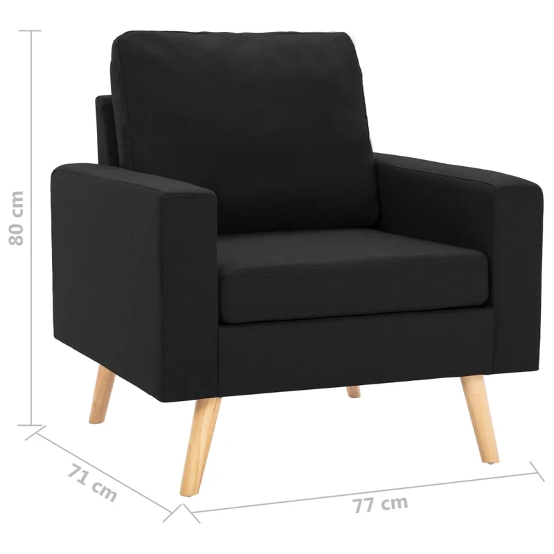 Fauteuil lounge design et moderne avec accoudoirs en tissu noir DEC028658