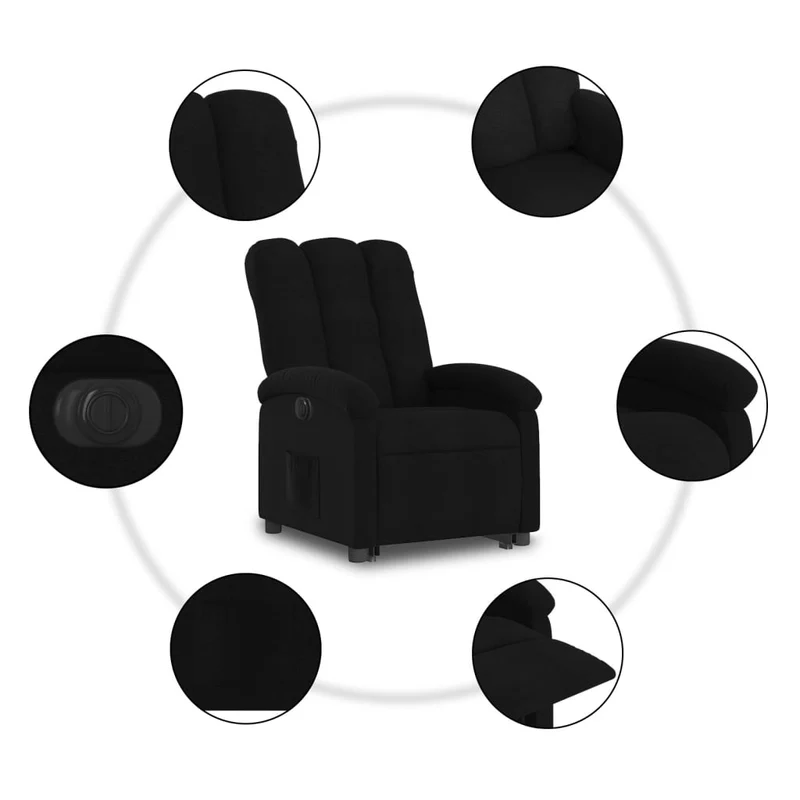 Fauteuil relax TV fonction de levage électrique très confortable en tissu noir DEC028504