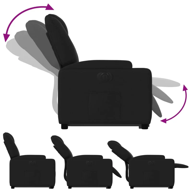 Fauteuil relax TV fonction de levage électrique très confortable en tissu noir DEC028487