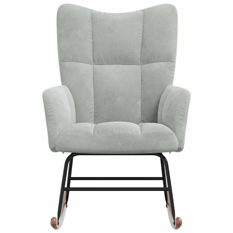 Fauteuil à bascule d'allaitement rembourré relax pour salon en velours gris clair DEC028970