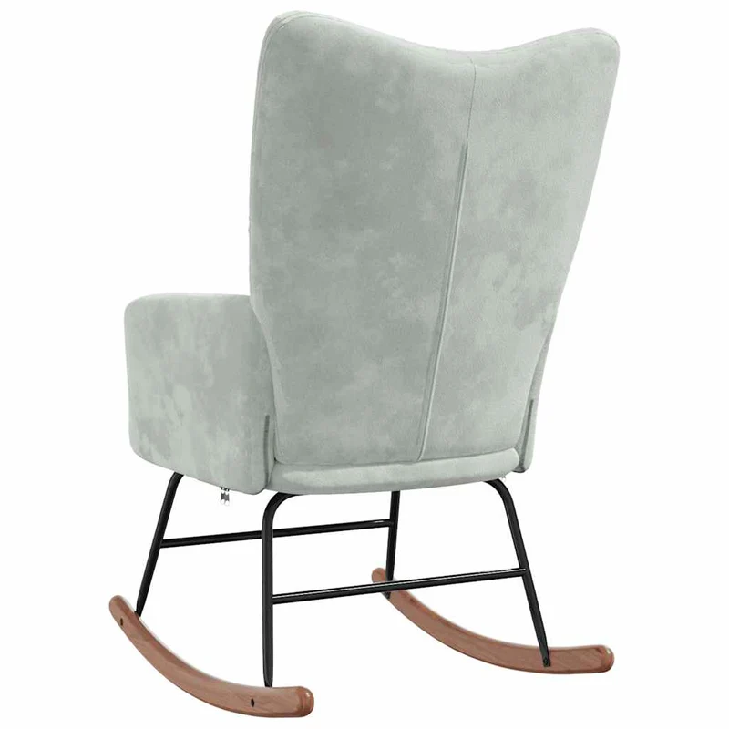 Fauteuil à bascule d'allaitement rembourré relax pour salon en velours gris clair DEC028970