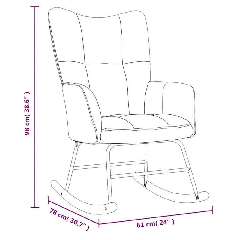 Fauteuil à bascule d'allaitement rembourré relax pour salon en velours gris clair DEC028970
