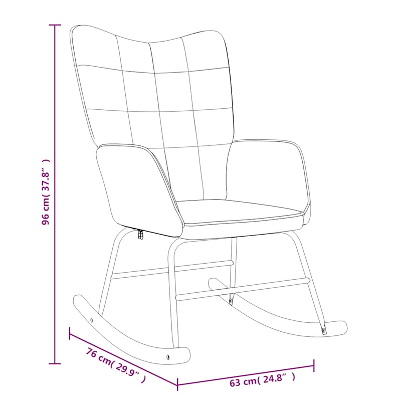 Fauteuil à bascule d'allaitement rembourré relax pour salon en tissu gris clair DEC028960