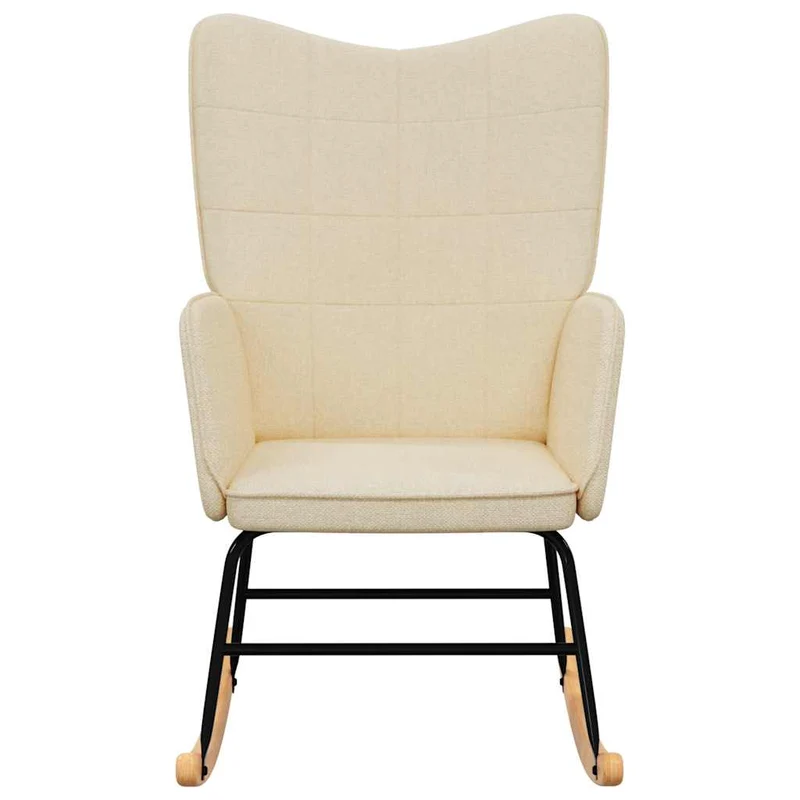 Fauteuil à bascule d'allaitement rembourré relax pour salon en tissu crème DEC028913