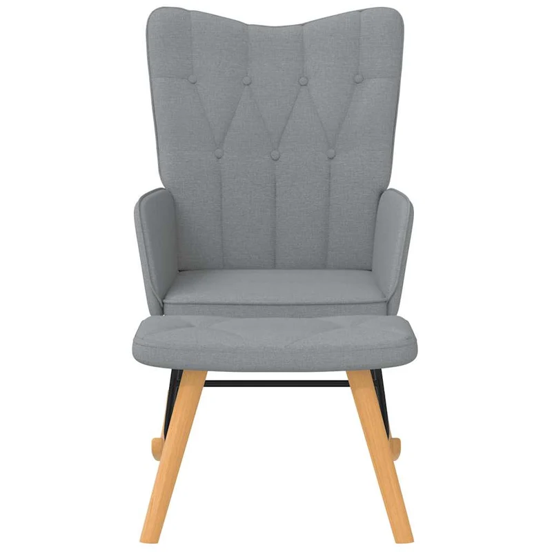 Fauteuil à bascule d'allaitement avec repose-pieds rembourré relax pour salon en tissu gris clair DEC028872
