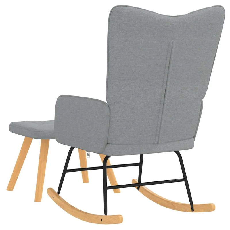 Fauteuil à bascule d'allaitement avec repose-pieds rembourré relax pour salon en tissu gris clair DEC028872