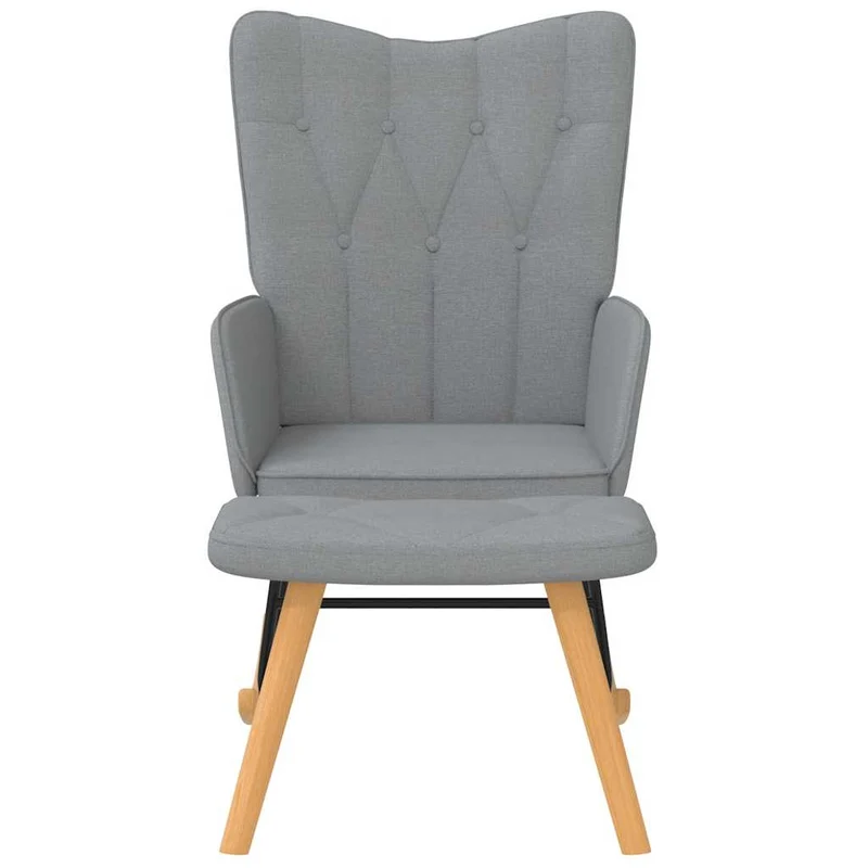 Fauteuil à bascule d'allaitement avec repose-pieds rembourré relax pour salon en tissu gris clair DEC028872
