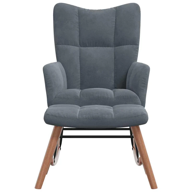 Fauteuil à bascule d'allaitement rembourré relax pour salon avec repose-pied et velours gris foncé DEC028802