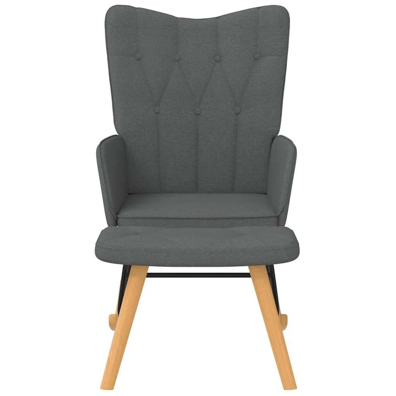 Fauteuil à bascule d'allaitement rembourré relax pour salon avec repose-pied en tissu gris foncé DEC028796