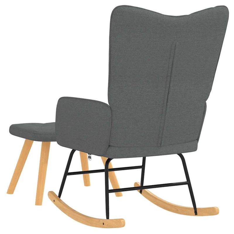 Fauteuil à bascule d'allaitement rembourré relax pour salon avec repose-pied en tissu gris foncé DEC028796