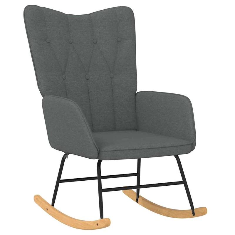 Fauteuil à bascule d'allaitement rembourré relax pour salon avec repose-pied en tissu gris foncé DEC028796