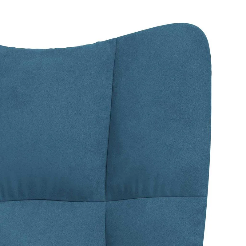 Fauteuil à bascule d'allaitement rembourré relax pour salon avec repose-pied en velours bleu DEC028775