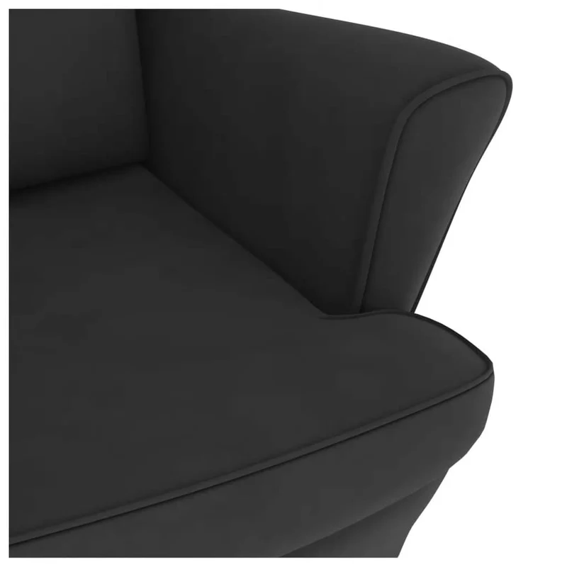 Fauteuil à bascule d'allaitement avec repose-pieds rembourré relax pour salon avec pieds en bois et velours noir DEC028764