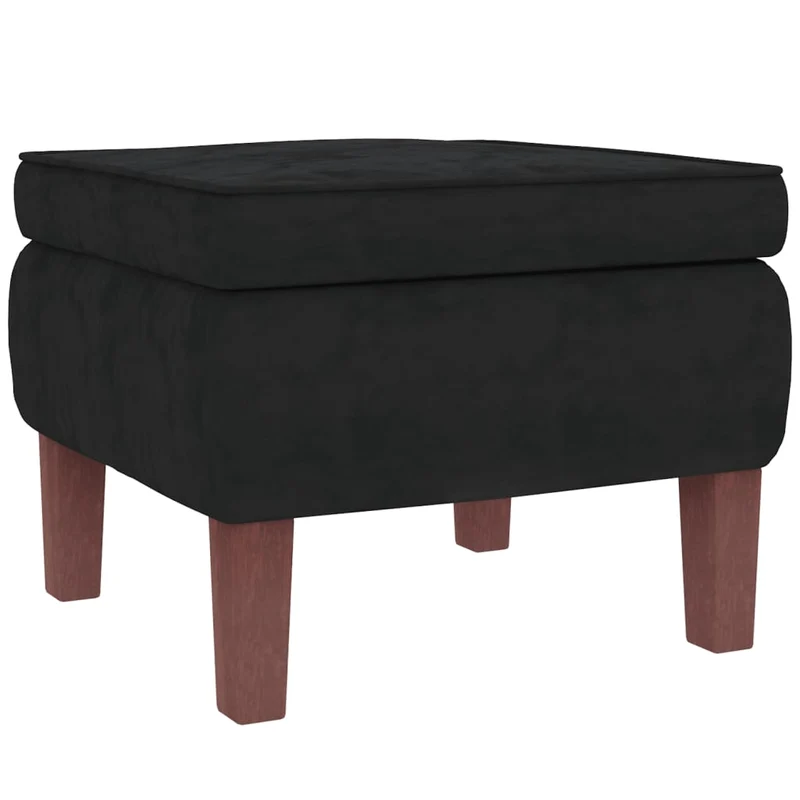 Fauteuil à bascule d'allaitement avec repose-pieds rembourré relax pour salon avec pieds en bois et velours noir DEC028764