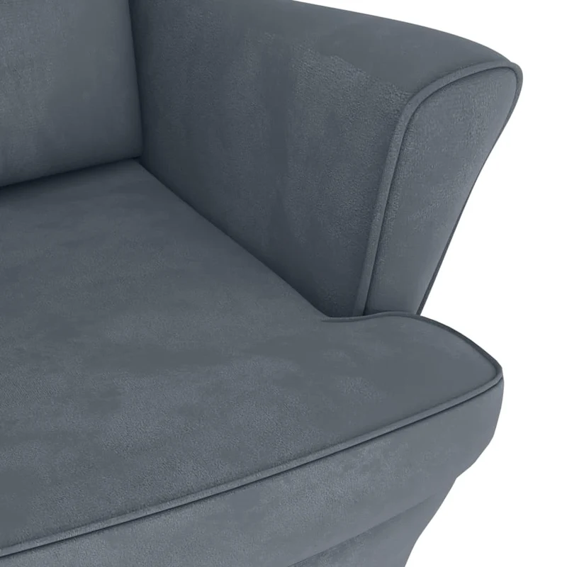 Fauteuil à bascule d'allaitement rembourré relax pour salon avec repose-pieds avec pieds en bois et velours gris foncé gris DEC028758