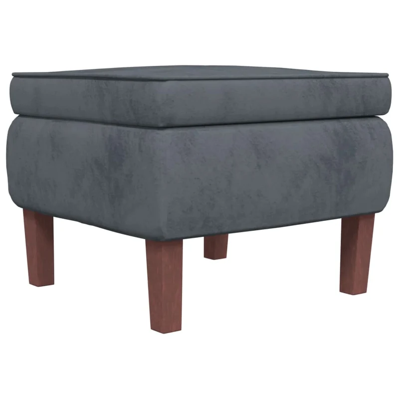 Fauteuil à bascule d'allaitement rembourré relax pour salon avec repose-pieds avec pieds en bois et velours gris foncé gris DEC028758