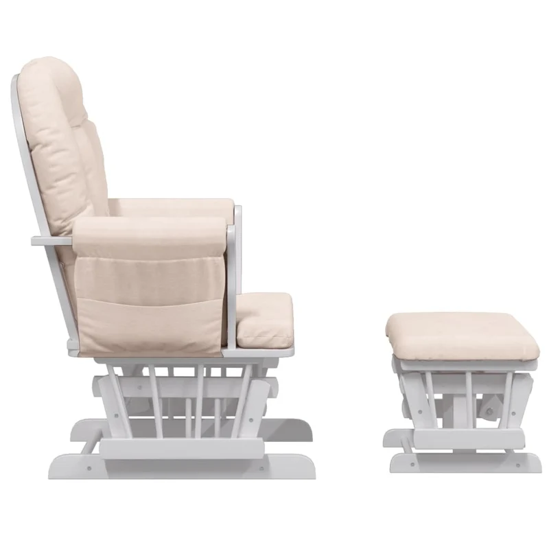 Fauteuil de relaxation chaise berçante d'allaitement avec repose-pieds tissu rose clair DEC028748