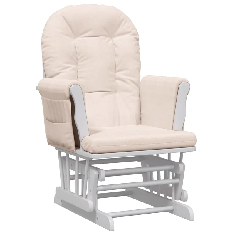 Fauteuil de relaxation chaise berçante d'allaitement avec repose-pieds tissu rose clair DEC028748