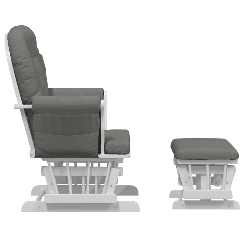 Fauteuil de relaxation chaise berçante d'allaitement avec repose-pieds et tissu gris foncé DEC028742