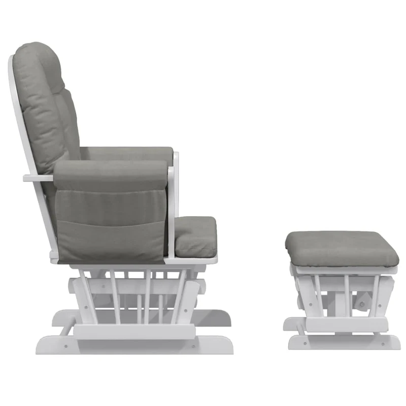 Fauteuil de relaxation chaise berçante d'allaitement avec repose-pieds et tissu gris clair DEC028738