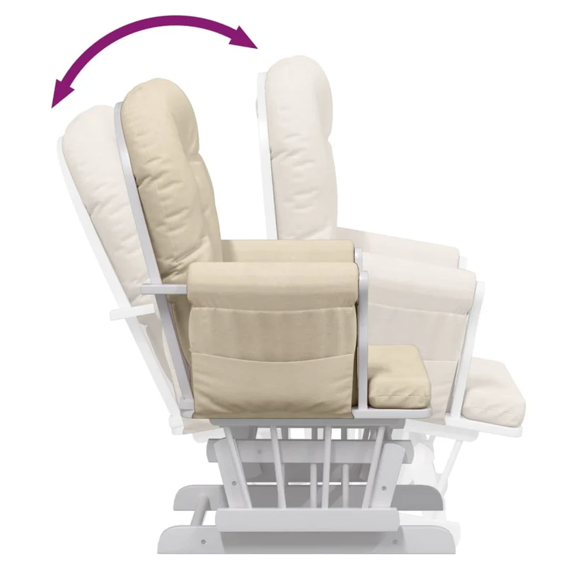 Fauteuil de relaxation chaise berçante d'allaitement avec repose-pieds en tissu crème et bois DEC028732