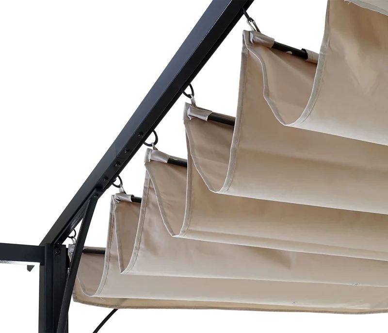Pergola gazebo de jardin cadre stable 6cm + toit ouvrant 3x3m crème 04_0004114