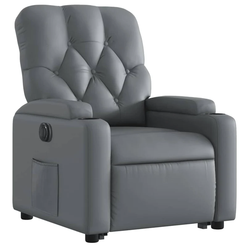 Fauteuil relax TV fonction de levage électrique très confortable en PVC gris DEC028377