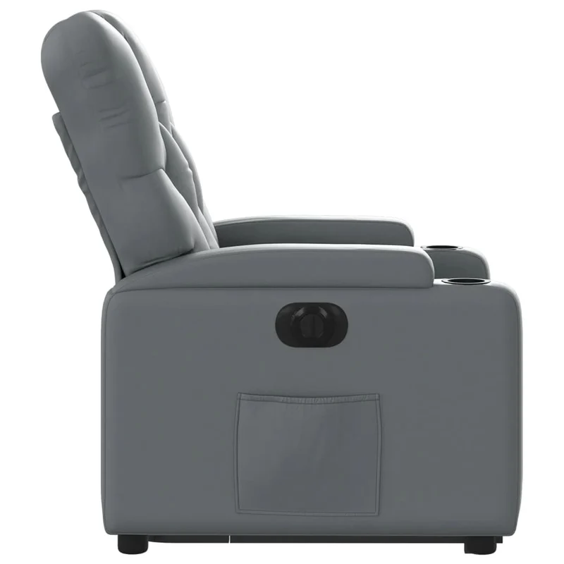 Fauteuil relax TV fonction de levage électrique très confortable en PVC gris DEC028377