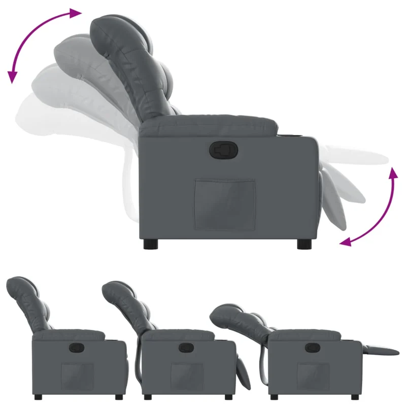 Fauteuil relax TV rembourrage confortable inclinaison manuelle en PVC gris DEC027985