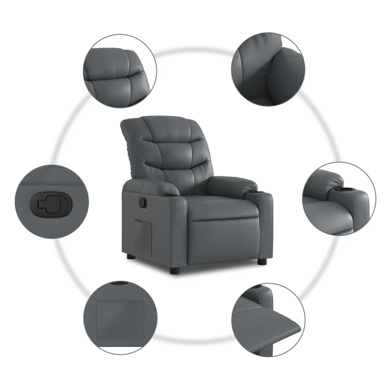 Fauteuil relax TV rembourrage confortable inclinaison manuelle en PVC gris DEC027985