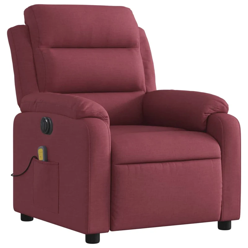 Fauteuil de relaxation TV fonction massage inclinable électrique en tissu rouge bordeaux DEC027257