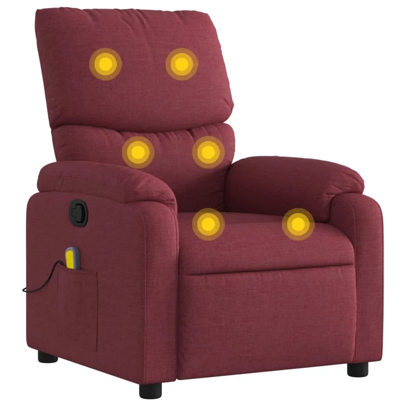 Fauteuil de relaxation TV fonction massage inclinable inclinaison manuelle en tissu rouge bordeaux DEC027090