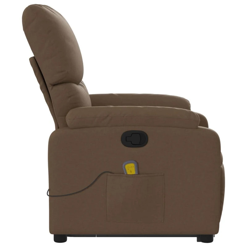 Fauteuil de relaxation TV fonction massage inclinable levage électrique en tissu marron DEC027022