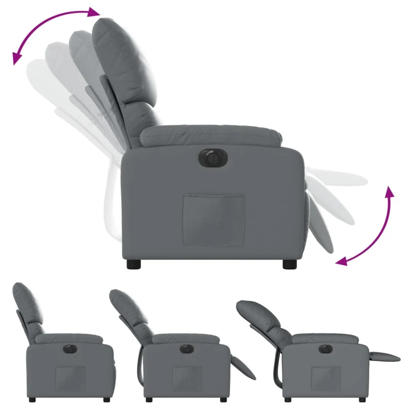 Fauteuil relax TV fonction d'inclinaison électrique très confortable en PVC gris DEC028385