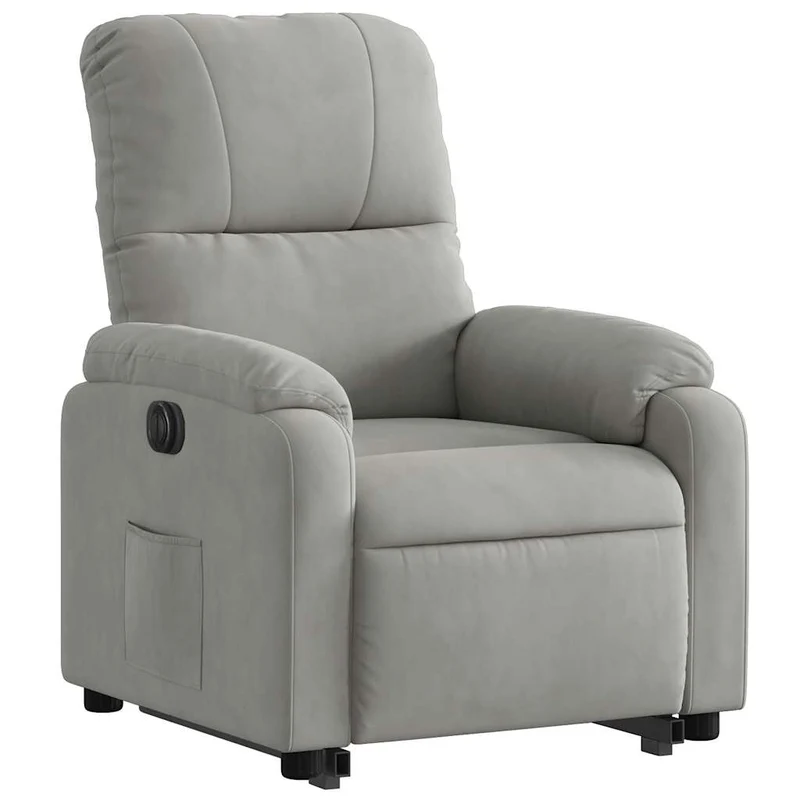 Fauteuil relax TV fonction de levage électrique très confortable en tissu microfibre gris DEC028330