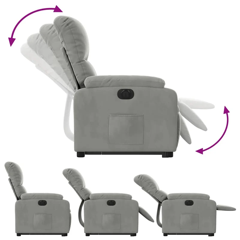 Fauteuil relax TV fonction de levage électrique très confortable en tissu microfibre gris DEC028330