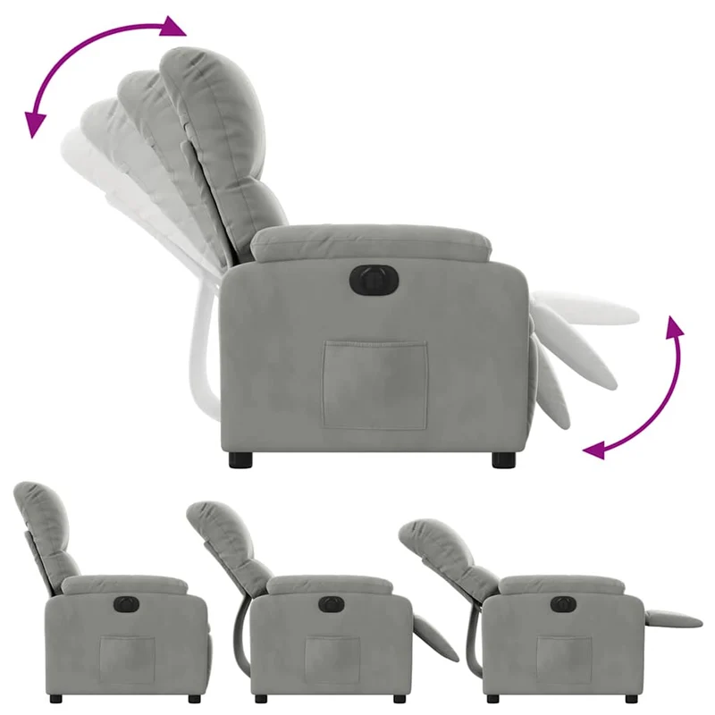 Fauteuil relax TV fonction d'inclinaison électrique très confortable en tissu microfibre gris DEC028329