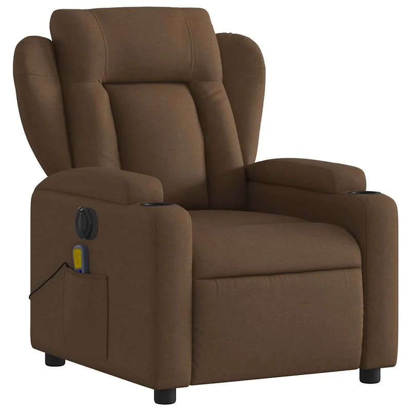 Fauteuil de relaxation fonction massage et inclinable inclinaison électrique en tissu marron DEC027793