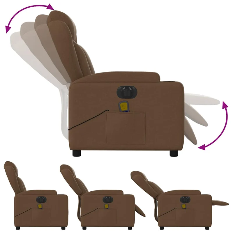 Fauteuil de relaxation fonction massage et inclinable inclinaison électrique en tissu marron DEC027793