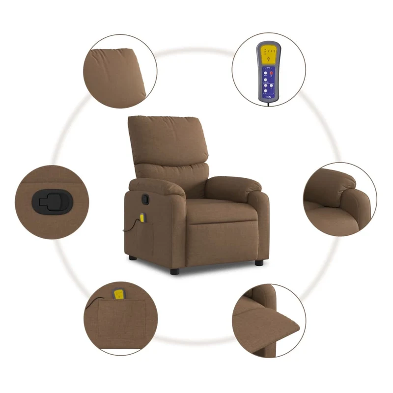 Fauteuil de relaxation TV fonction d'inclinaison manuelle en tissu marron DEC027007
