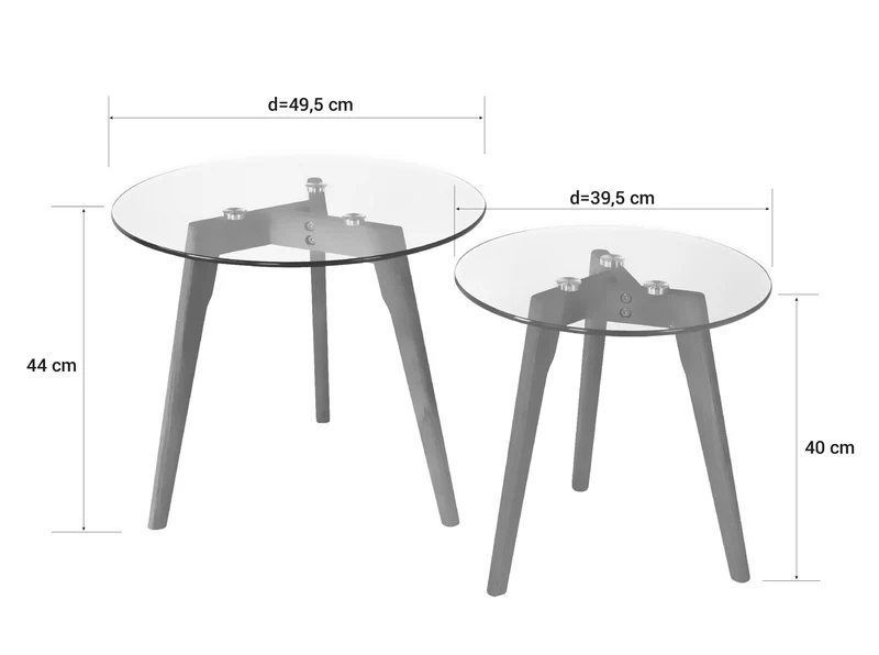 Set de deux tables basses plateau en verre pied en bois TABA06006
