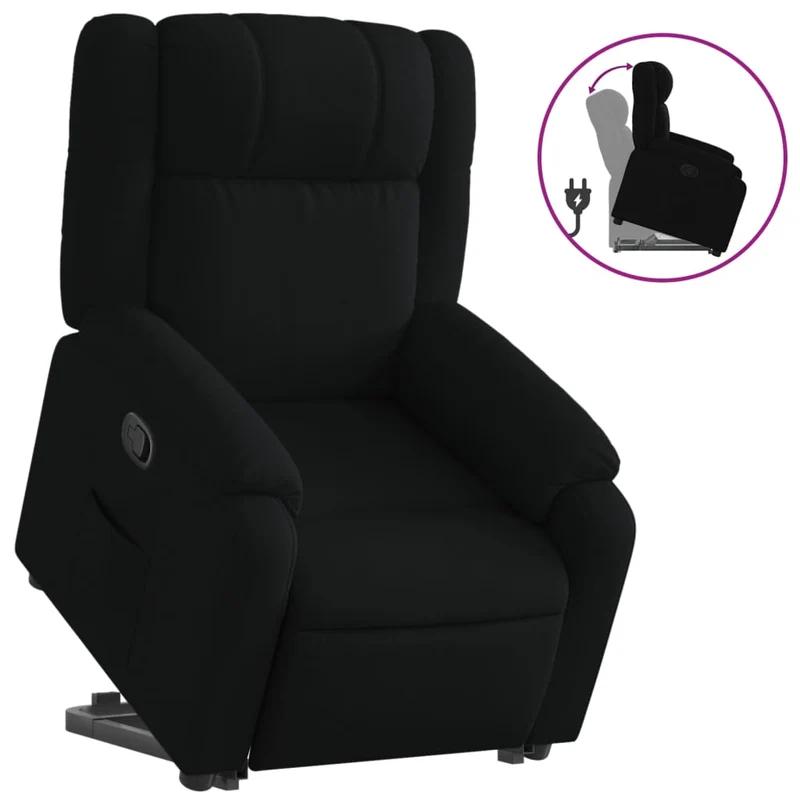 Fauteuil relax TV rembourrage confortablefonction de levage électrique en tissu noir DEC028119