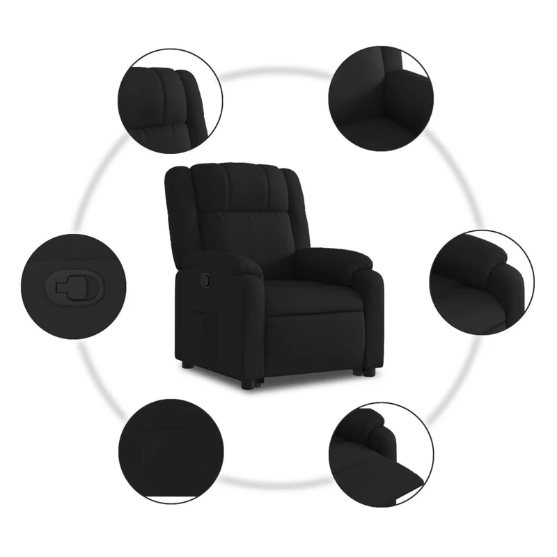 Fauteuil relax TV rembourrage confortablefonction de levage électrique en tissu noir DEC028119