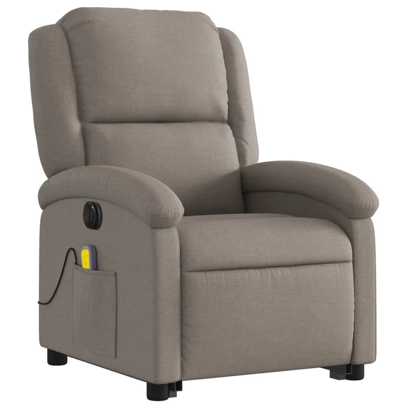 Fauteuil de relaxation fonction massage et inclinable en tissu taupe DEC027864