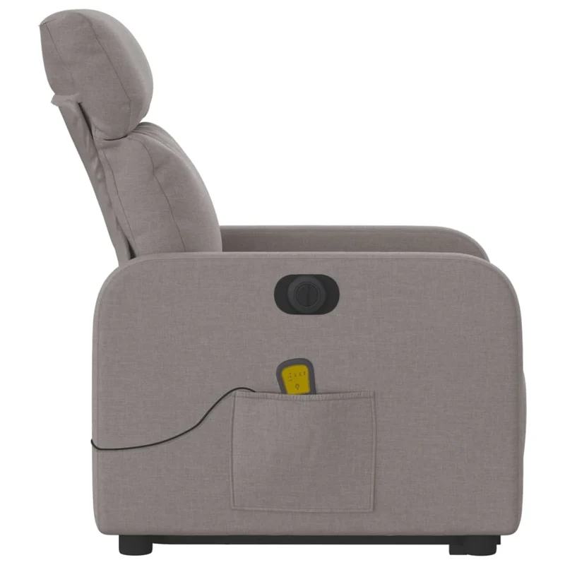 Fauteuil de relaxation fonction massage et inclinable fonction de levage électrique en tissu taupe DEC027863